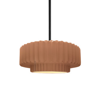 Small Tier Pleated 1-Light Pendant (254|CER-6550-ADOB-MBLK-RIGID)