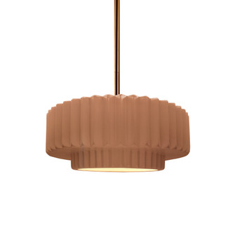 Small Tier Pleated 1-Light Pendant (254|CER-6550-ADOB-BRSS-RIGID-LED1-700)