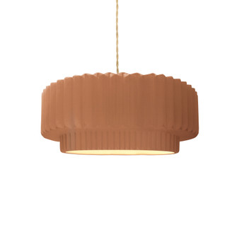 Small Tier Pleated 1-Light Pendant (254|CER-6550-ADOB-BRSS-BEIG-TWST)