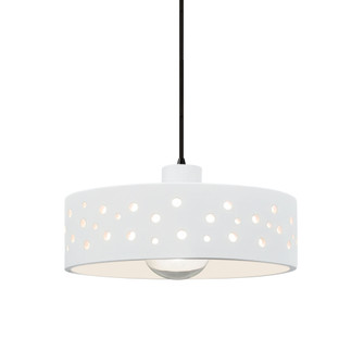 Perforated Dish LED 1-Light Pendant (254|CER-6467-WHT-MBLK-BKCD-LED1-700)