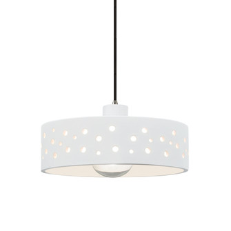 Perforated Dish 1-Light Pendant (254|CER-6467-WHT-CROM-BKCD-LED1-700)