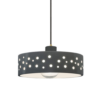 Perforated Dish 1-Light Pendant (254|CER-6467-GRY-ABRS-BKCD)