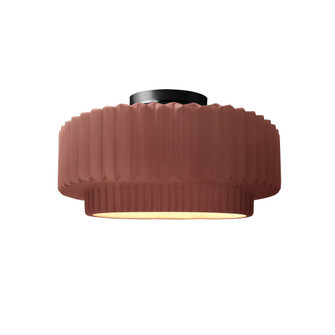 Small Tier Pleated Semi-Flush (254|CER-6370-CLAY-MBLK-LED1-700)