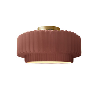 Small Tier Pleated Semi-Flush (254|CER-6370-CLAY-BRSS)
