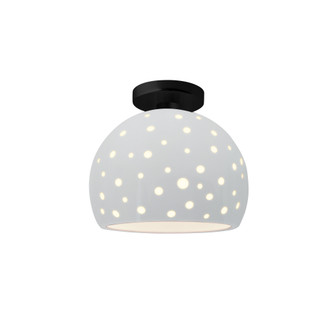 Perforated Medium Globe Semi-Flush (254|CER-6359-WHT-MBLK-LED1-700)