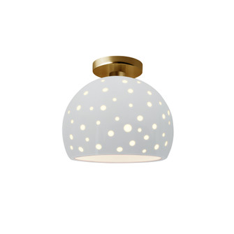 Perforated Medium Globe Semi-Flush (254|CER-6359-WHT-BRSS-LED1-700)