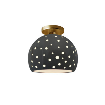 Perforated Medium Globe Semi-Flush (254|CER-6359-GRY-BRSS)