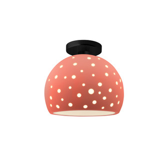 Perforated Medium Globe Semi-Flush (254|CER-6359-BSH-MBLK-LED1-700)