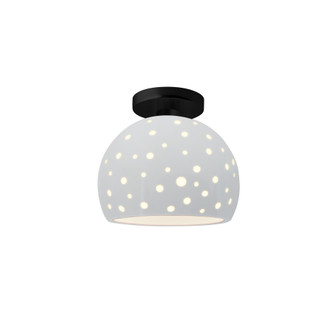 Perforated Small Globe Semi-Flush (254|CER-6357-WHT-MBLK-LED1-700)