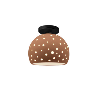 Perforated Small Globe Semi-Flush (254|CER-6357-ADOB-MBLK)