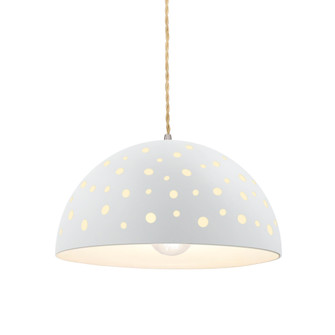 Perforated Dome 1-Light Pendant (254|CER-6257-WHT-NCKL-BEIG-TWST)