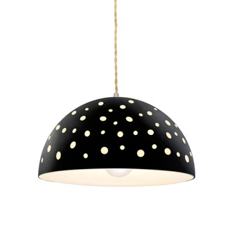 Perforated Dome 1-Light Pendant (254|CER-6257-CRB-NCKL-BEIG-TWST)
