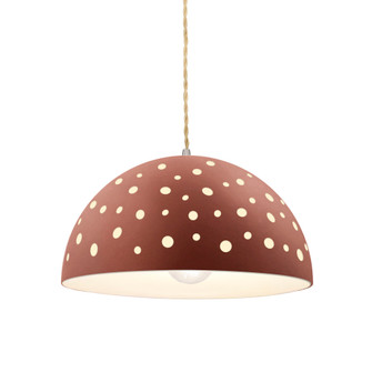 Perforated Dome 1-Light Pendant (254|CER-6257-CLAY-NCKL-BEIG-TWST)