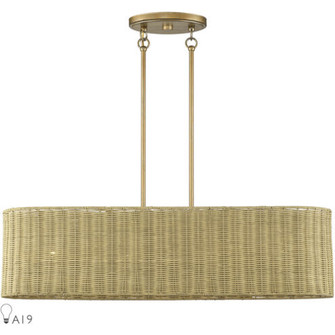 4 Light Antique Gold Leaf Large Linear Chandelier (108|60587-48)