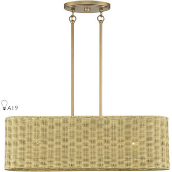 3 Light Antique Gold Leaf Medium Linear Chandelier (108|60586-48)