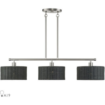 3 Light Brushed Nickel Extra Large Linear Chandelier (108|60554-91)