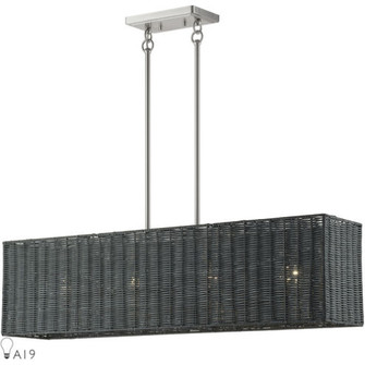 4 Light Brushed Nickel Large Linear Chandelier (108|60553-91)