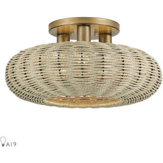 3 Light Antique Gold Leaf Large Semi-Flush (108|60208-48)