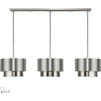 3 Light Brushed Nickel Extra Large Linear Chandelier (108|40053-91)