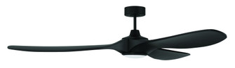 Envy 72'' 3-Blade Indoor/Outdoor (Damp) Ceiling Fan in Flat Black w/ Flat Black Blades; Light Kit (20|EVY72FB3-NWF)