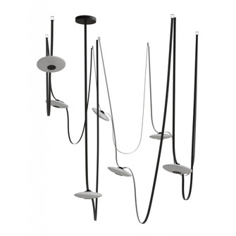 Fremont ?Belt 7-Light 826''L Chandelier in Black/White Glass Disc (4450|HF7207-G201-BLK)