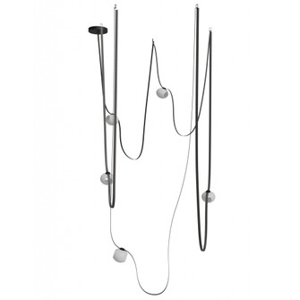 Fremont ?Belt 5-Light 551''L Chandelier in Black/White Glass Open Globes (4450|HF7205-G301-BLK)