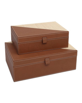 Leather & Raffia Box Set of 2 (92|1200-1069)