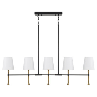 48'' W x 18.75'' H 5-Light Linear Chandelier in Matte Black with Textured Hammered Gold Tails (42|860751MBG-717)