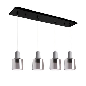 Samson 28-in Black/Smoked Glass 4-Light Dimmable LED Multi Pendant (461|MP12506BKSM-04)