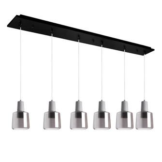 Samson 42-in Black/Smoked Glass 6-Light Dimmable LED Multi Pendant (461|MP12506BKSM-06)