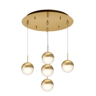 Pluto 14-in Brushed Gold 5-Light Dimmable LED Multi Pendant (461|MP402801BG-05)