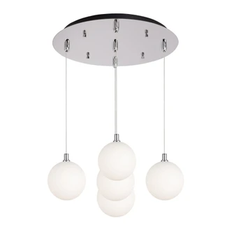 Bolla 16-in Chrome/Opal Glass 5-Light Dimmable LED Multi Pendant (461|MP3106CHOP-05)