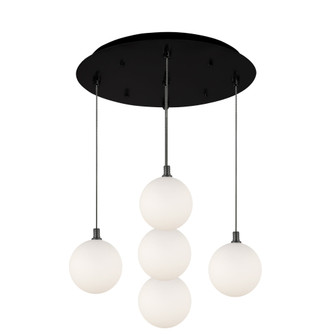 Bolla 16-in Black/Opal Glass 5-Light Dimmable LED Multi Pendant (461|MP3106BKOP-05)