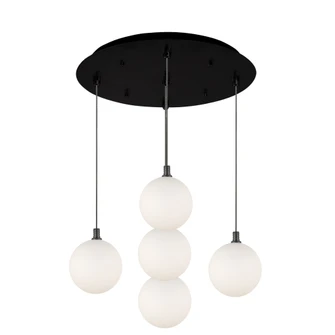 Bolla 16-in Black/Opal Glass 5-Light Dimmable LED Multi Pendant (461|MP3106BKOP-05)