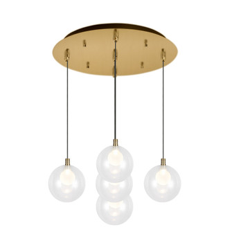 Bolla 16-in Brushed Gold 5-Light Dimmable LED Multi Pendant (461|MP3106BG-05)