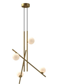 Amara 32-in Brushed Gold/Glossy Opal Glass Dimmable LED Chandelier (461|CH89832-BG/GO-UNV)