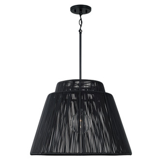 23'' W x 17'' H 1-Light Indoor Outdoor Pendant in Matte Black and Hand-wrapped Onyx Black Resi (42|956311OK)