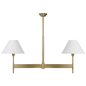 50'' W x 22.5'' H 2-Light Linear Chandelier in Aged Brass with White Fabric Shades and Designe (42|860821AD-719)
