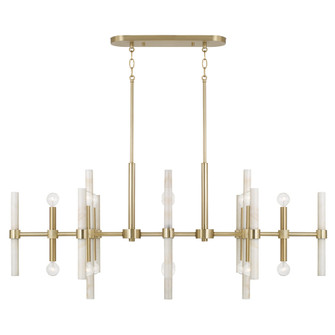 47.25'' W x 20.25'' H 16-Light Linear Chandelier in Matte Brass with Real White Marble Rods (42|858001MA)