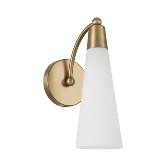 5'' W x 13'' H 1-Light Arm Sconce in Aged Brass with Tapered Soft White Glass (42|662211AD)
