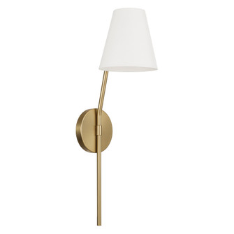 6.25'' W x 23.25'' H 1-Light Wallchiere Sconce in Aged Brass with Matte White Metal Shade (42|660611AW)