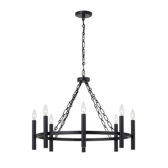 28'' W x 21'' H 8-Light Ring Chandelier in Matte Black with Cylindrical Candlesticks (42|462081MB)