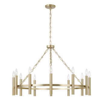 35'' W x 24'' H 10-Light Ring Chandelier in Matte Brass with Cylindrical Candlesticks (42|462001MA)