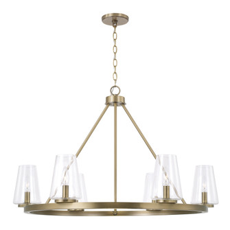 36'' W x 23.5'' H 6-Light Ring Chandelier in Aged Brass with Clear Glass (42|461961AD-662)