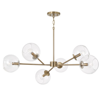 38'' W x 14'' H 6-Light Sputnik Chandelier in Aged Brass with Clear Glass Globes (42|461561AD-661)