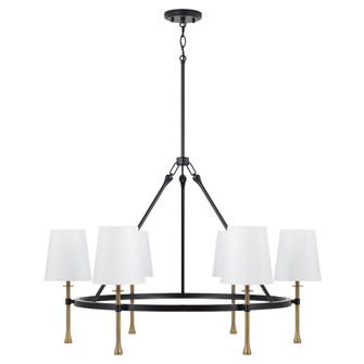 35'' W x 23.5'' H 6-LT Ring Chandelier in Matte Black w/ Textured Hammered Gold Tails (42|460761MBG-717)