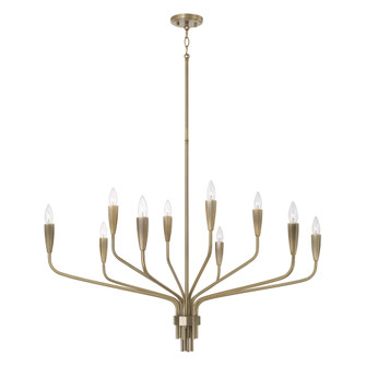 41'' W x 30.5'' H 10-Light Chandelier in Antiqued Brass with Botanical Arm Silhouette (42|460401ANB)