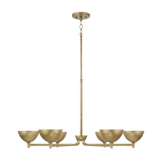 34'' W x 18'' H 6-Light Chandelier in Textural Feathered Brass (42|458561FT)