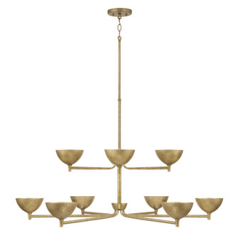 43'' W x 24'' H 10-Light Two-Tier Chandelier in Textural Feathered Brass (42|458501FT)