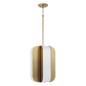 12'' W x 18'' H Integrated LED Pendant in Aged Brass with White Milk Glass Panels (42|361841AD)